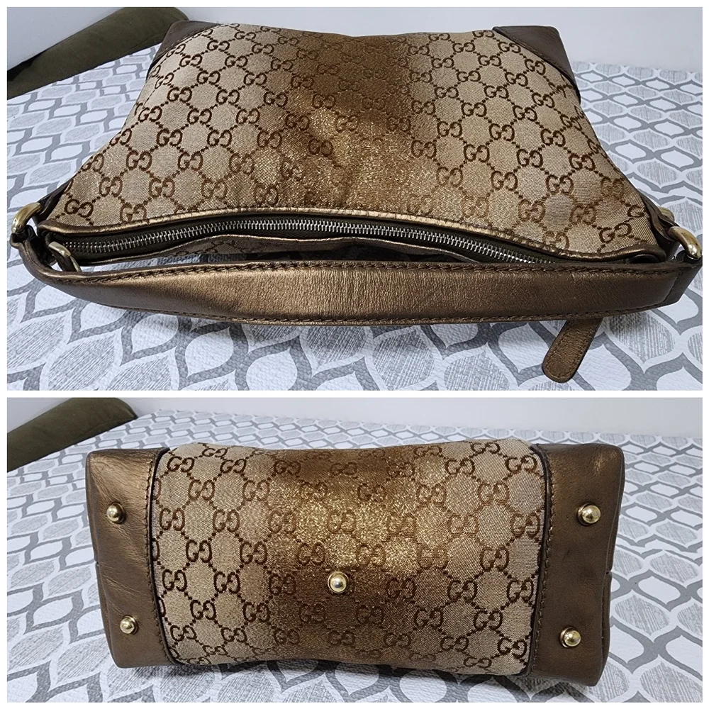 Gucci GG Canvas Heart Bit Hobo Bag Brown